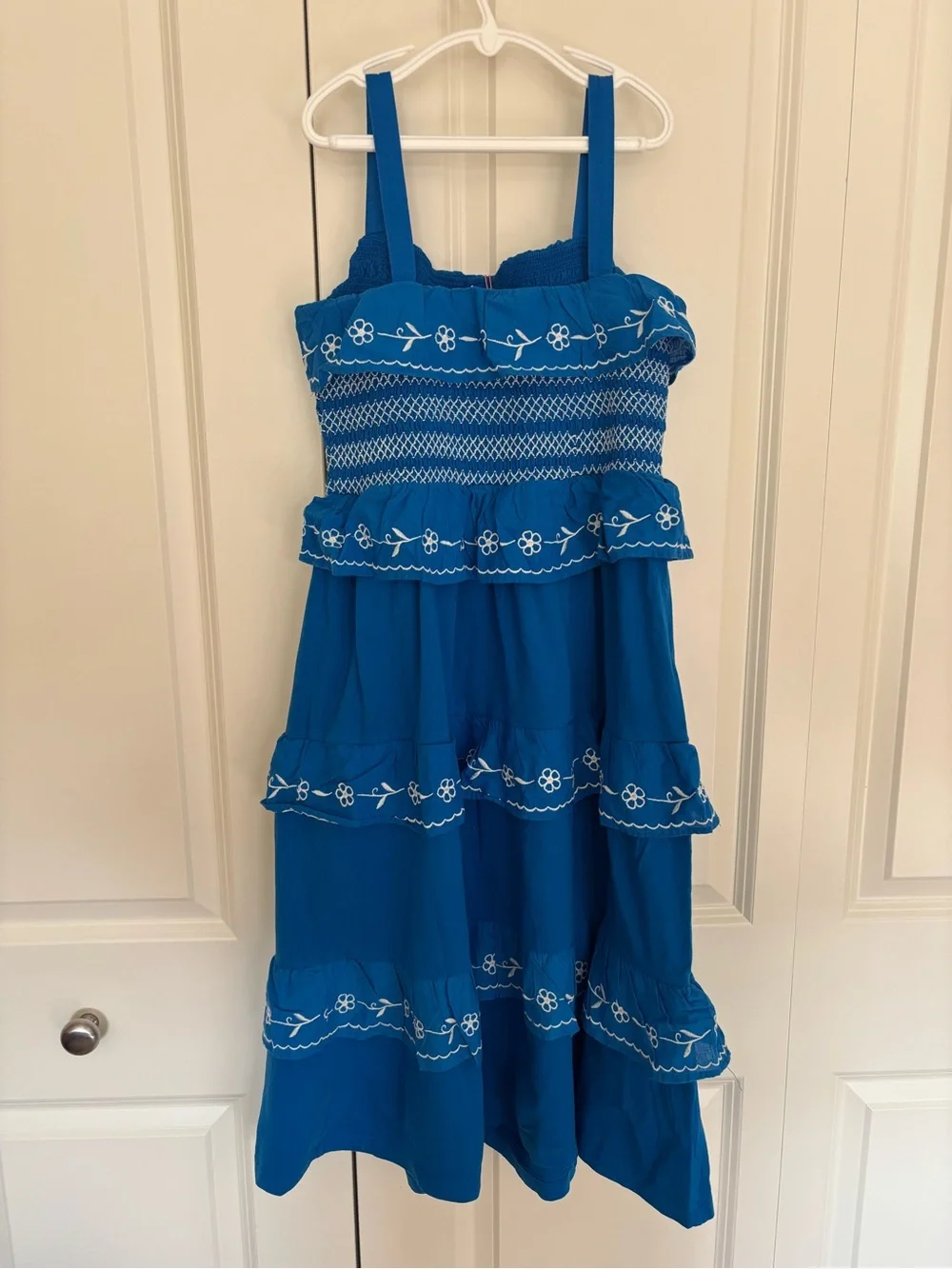 Mini boden blue white Jersey Embroidered Midi Dress 11/12. NWT.